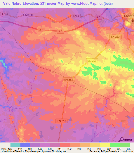 Vale Nobre,Portugal Elevation Map