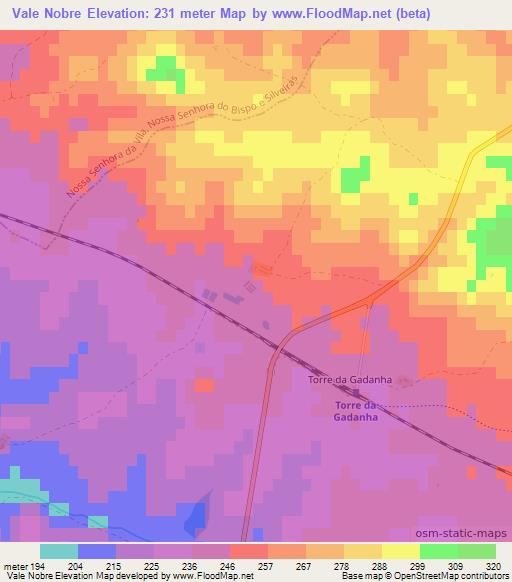 Vale Nobre,Portugal Elevation Map
