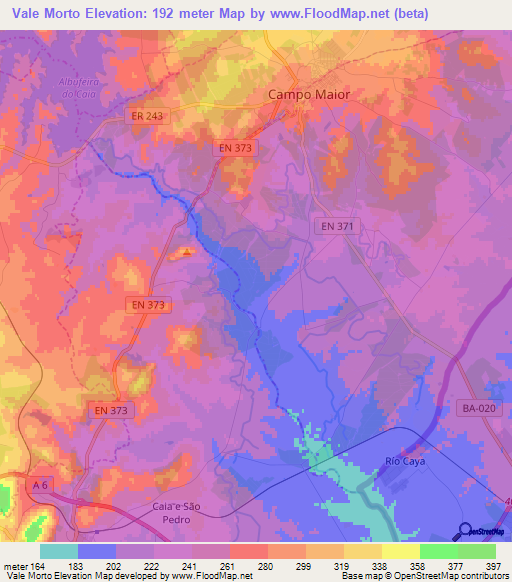 Vale Morto,Portugal Elevation Map