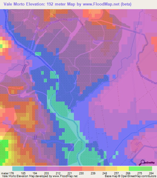 Vale Morto,Portugal Elevation Map