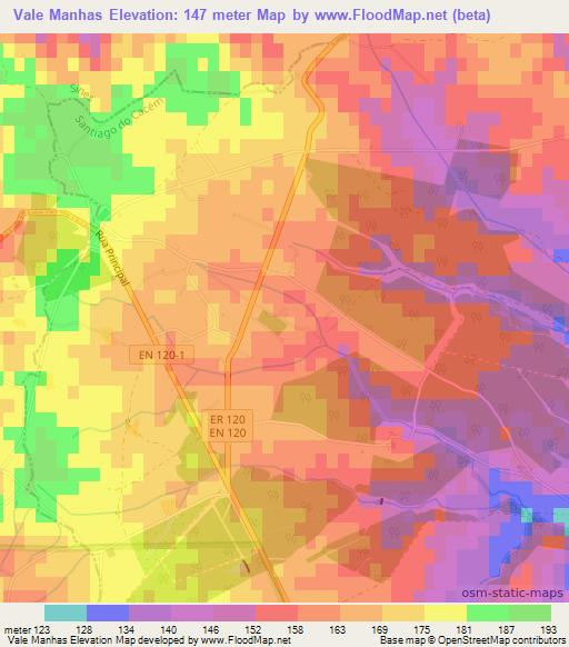 Vale Manhas,Portugal Elevation Map
