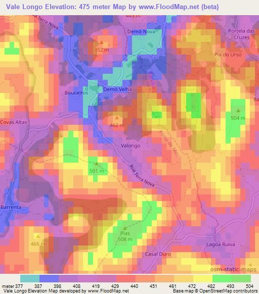 Vale Longo,Portugal Elevation Map