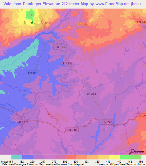 Vale Joao Domingos,Portugal Elevation Map