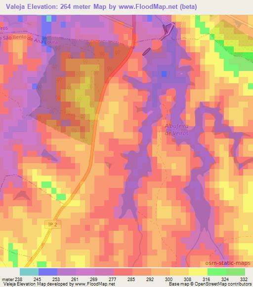 Valeja,Portugal Elevation Map