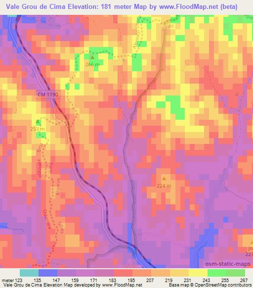 Vale Grou de Cima,Portugal Elevation Map