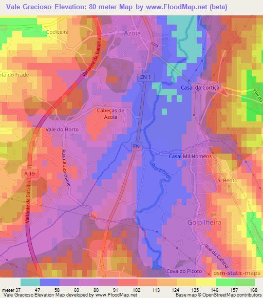 Vale Gracioso,Portugal Elevation Map