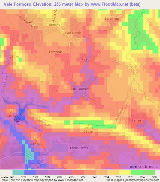 Vale Formoso,Portugal Elevation Map