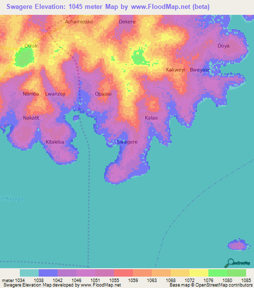Swagere,Uganda Elevation Map