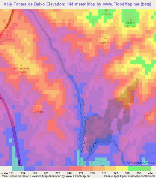 Vale Fontes de Baixo,Portugal Elevation Map
