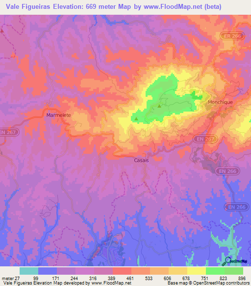 Vale Figueiras,Portugal Elevation Map