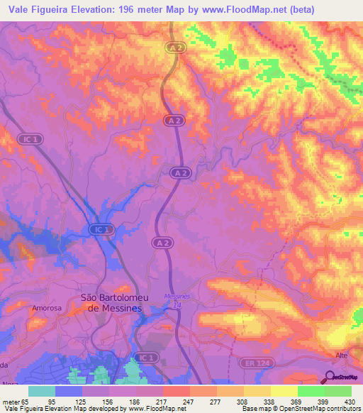 Vale Figueira,Portugal Elevation Map