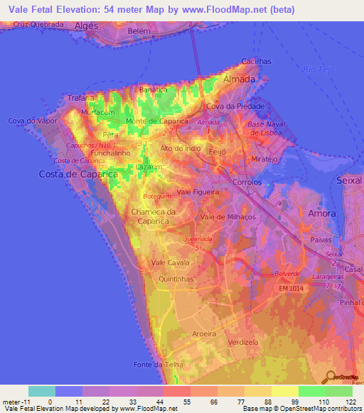 Vale Fetal,Portugal Elevation Map