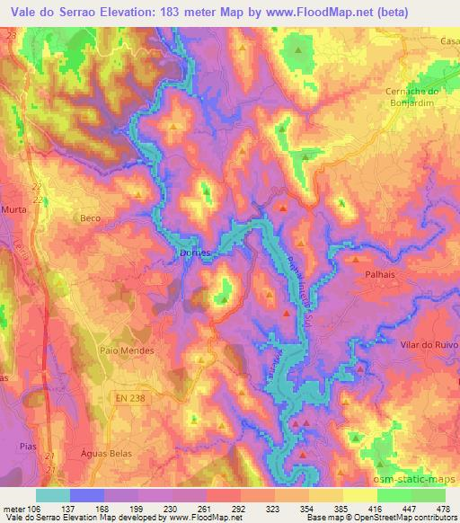 Vale do Serrao,Portugal Elevation Map