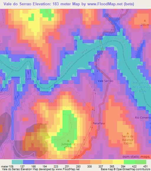 Vale do Serrao,Portugal Elevation Map