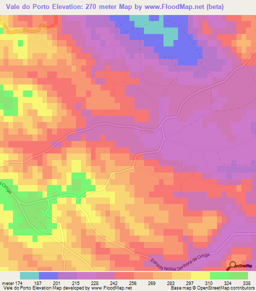 Vale do Porto,Portugal Elevation Map