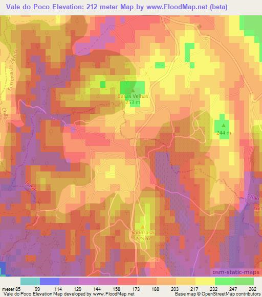 Vale do Poco,Portugal Elevation Map