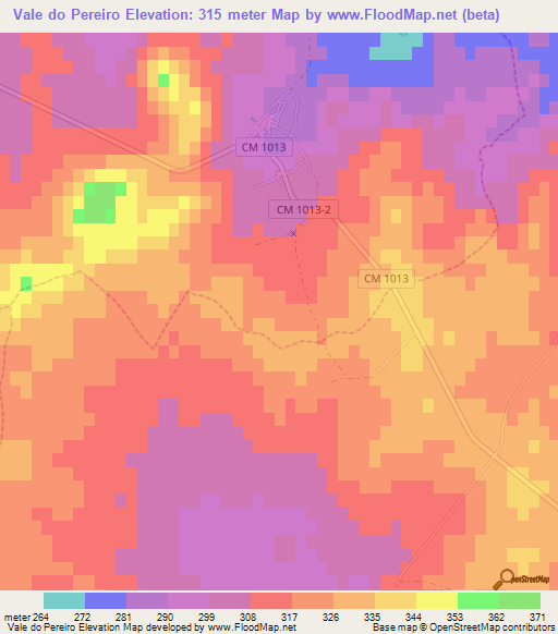 Vale do Pereiro,Portugal Elevation Map