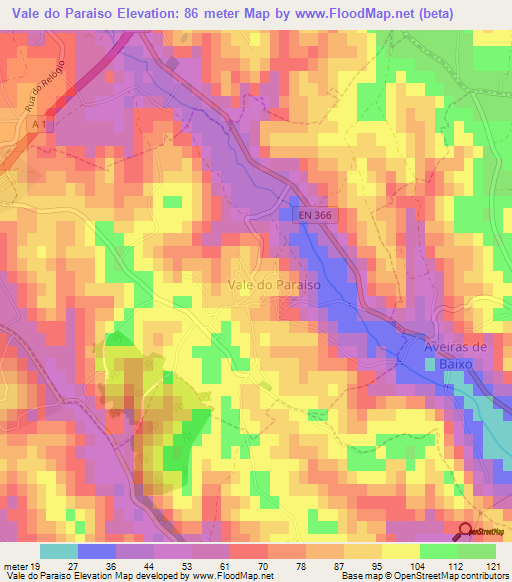 Vale do Paraiso,Portugal Elevation Map