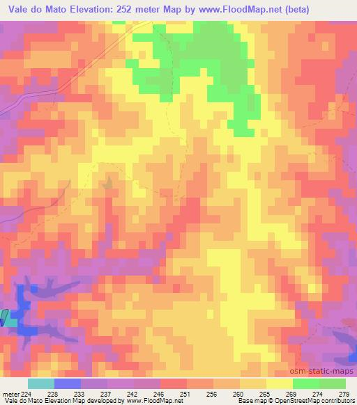Vale do Mato,Portugal Elevation Map
