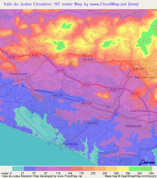 Vale do Judeu,Portugal Elevation Map