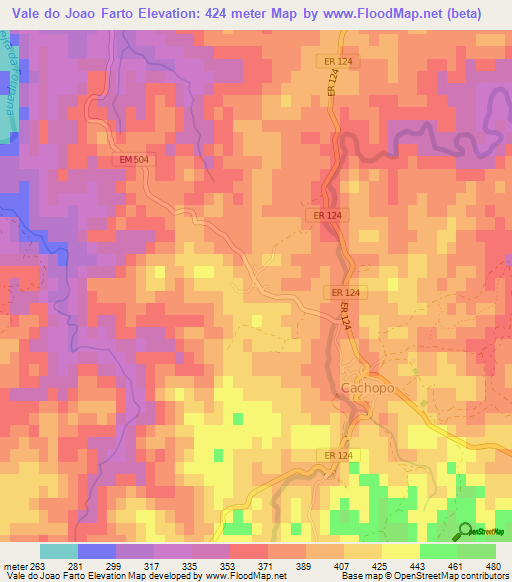Vale do Joao Farto,Portugal Elevation Map