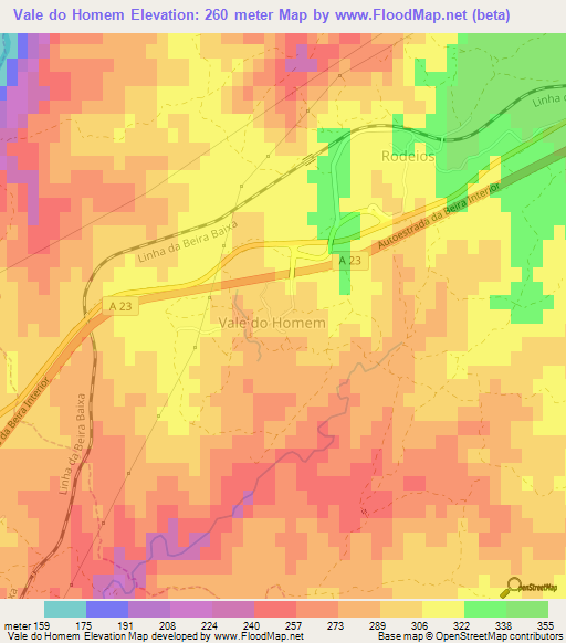 Vale do Homem,Portugal Elevation Map