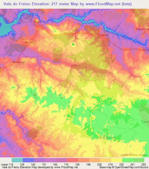 Vale do Freixo,Portugal Elevation Map