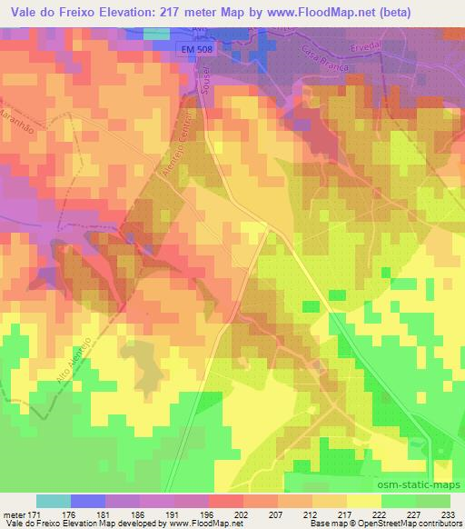 Vale do Freixo,Portugal Elevation Map
