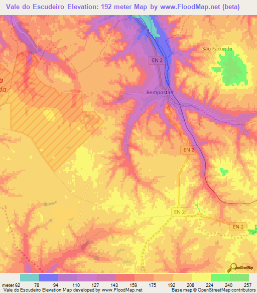 Vale do Escudeiro,Portugal Elevation Map