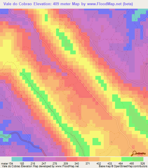 Vale do Cobrao,Portugal Elevation Map