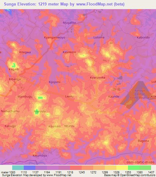 Sunga,Uganda Elevation Map