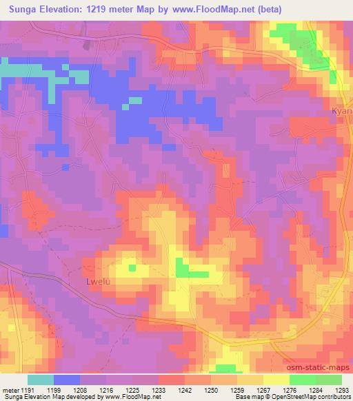 Sunga,Uganda Elevation Map
