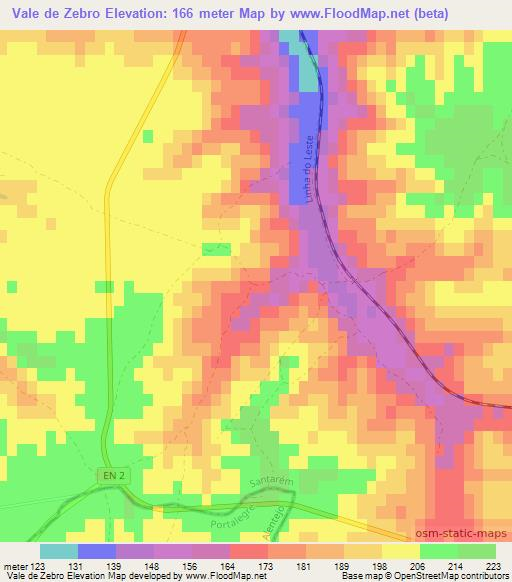 Vale de Zebro,Portugal Elevation Map