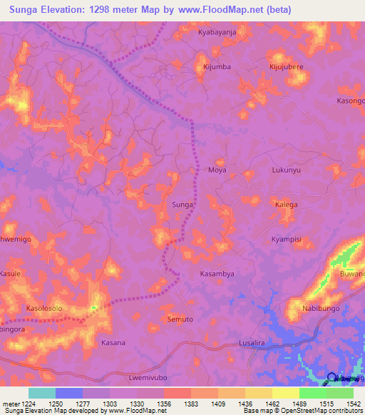 Sunga,Uganda Elevation Map
