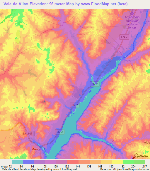 Vale de Vilao,Portugal Elevation Map