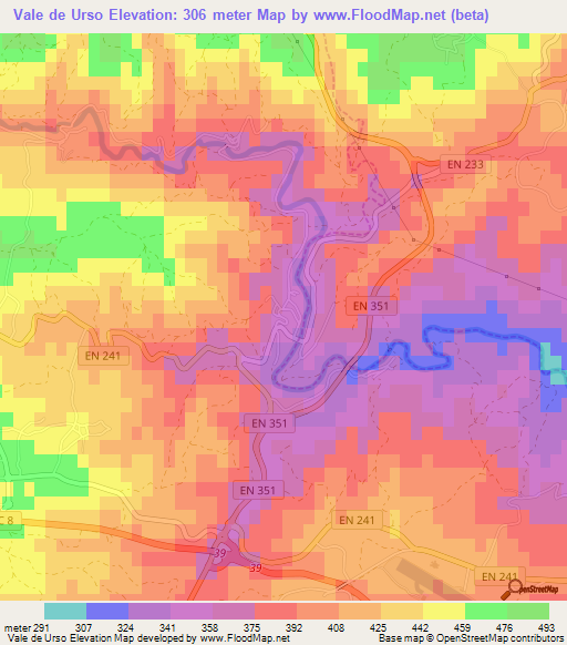 Vale de Urso,Portugal Elevation Map