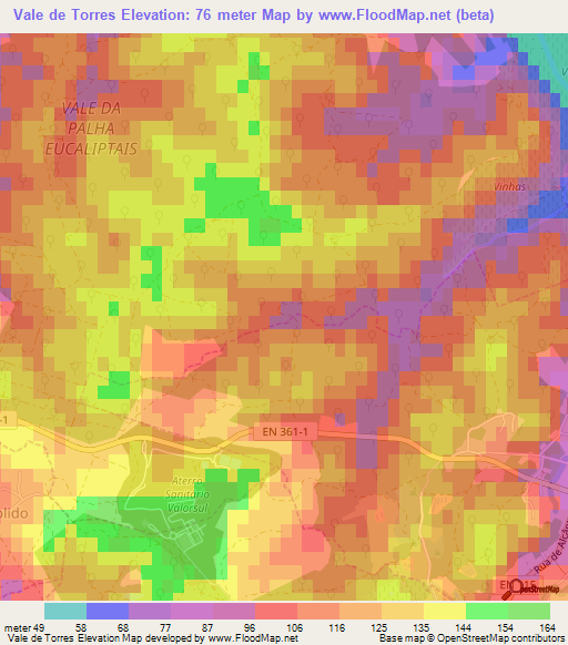 Vale de Torres,Portugal Elevation Map
