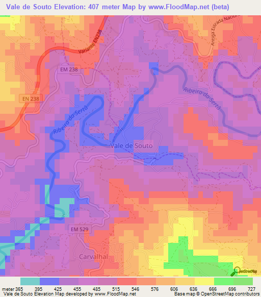 Vale de Souto,Portugal Elevation Map