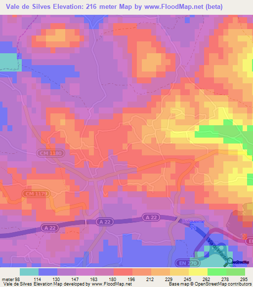 Vale de Silves,Portugal Elevation Map
