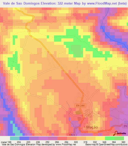 Vale de Sao Domingos,Portugal Elevation Map