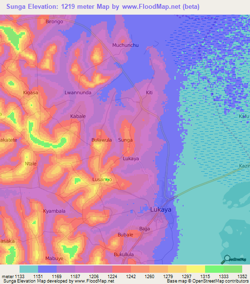 Sunga,Uganda Elevation Map
