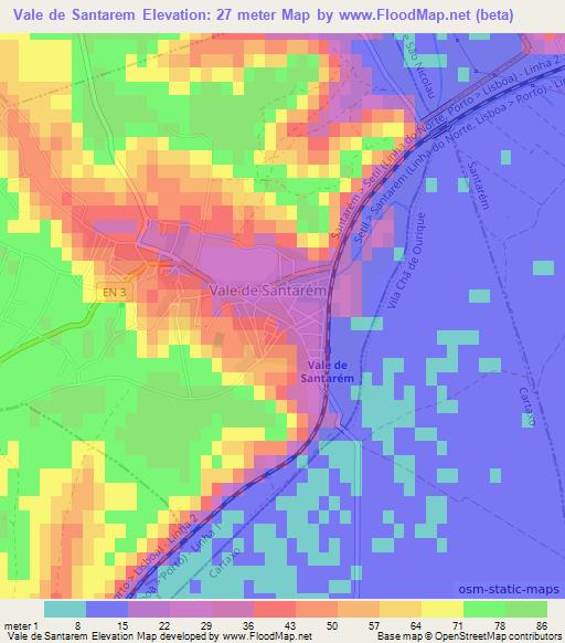 Vale de Santarem,Portugal Elevation Map