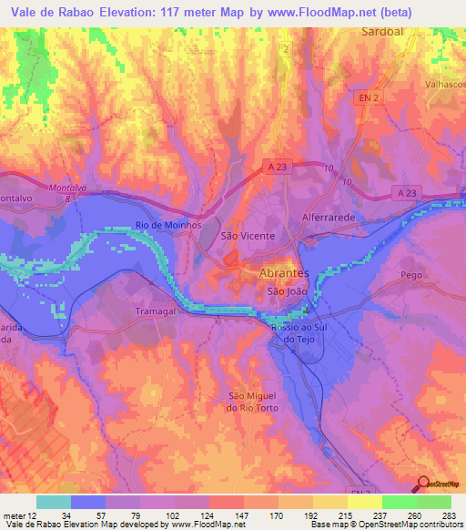 Vale de Rabao,Portugal Elevation Map