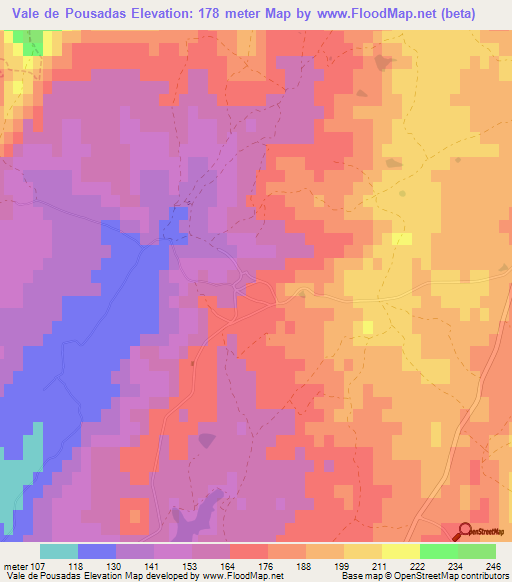 Vale de Pousadas,Portugal Elevation Map