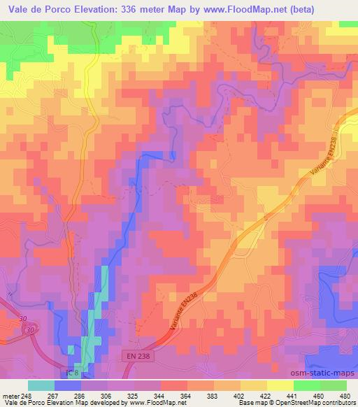 Vale de Porco,Portugal Elevation Map