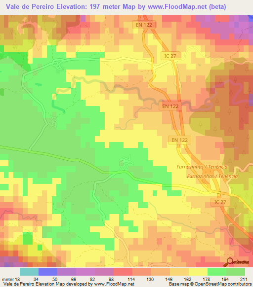 Vale de Pereiro,Portugal Elevation Map