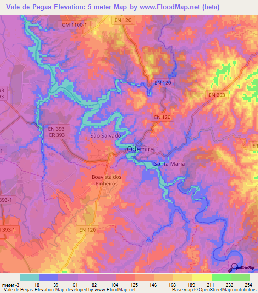 Vale de Pegas,Portugal Elevation Map