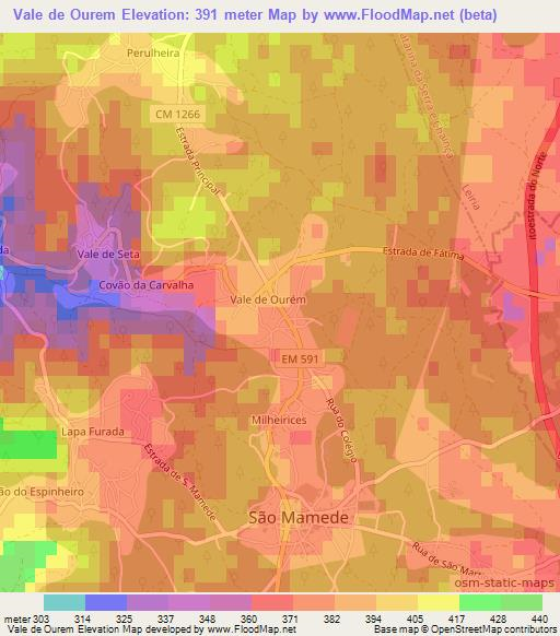 Vale de Ourem,Portugal Elevation Map