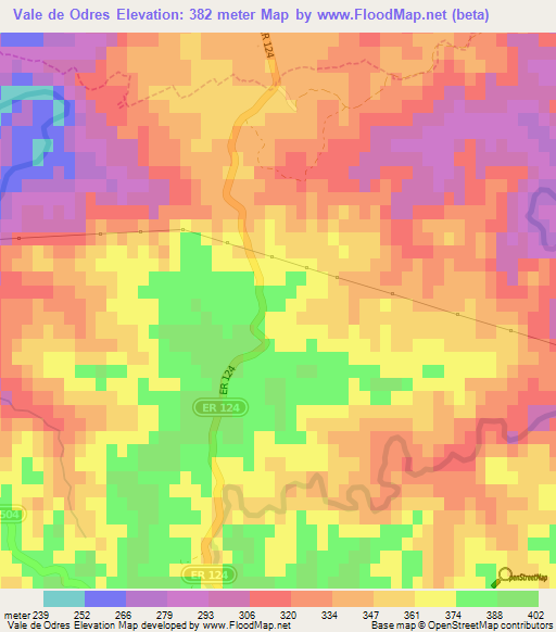 Vale de Odres,Portugal Elevation Map