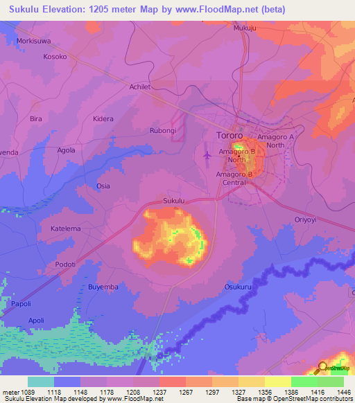 Sukulu,Uganda Elevation Map